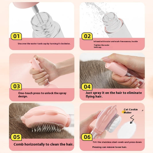 2-In-1 Self Cleaning Dog Brush Comb With Spray