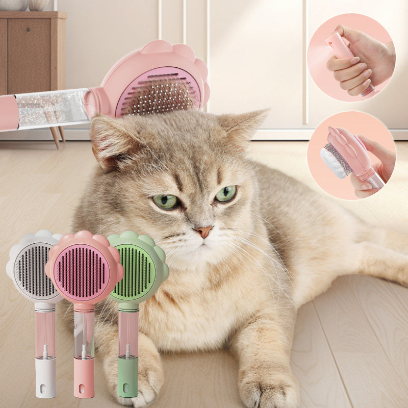 2-In-1 Self Cleaning Dog Brush Comb With Spray