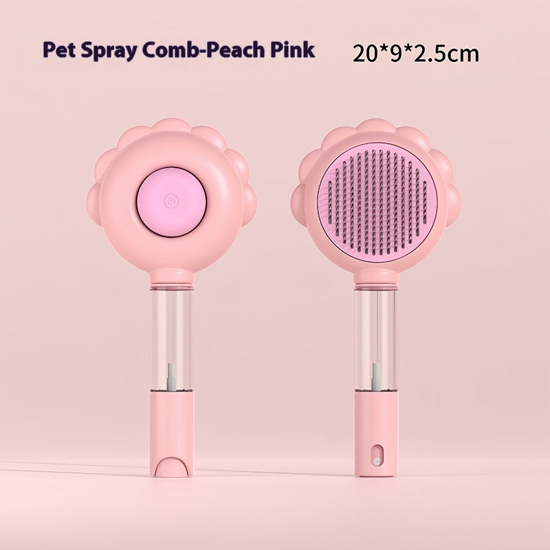 2-In-1 Self Cleaning Dog Brush Comb With Spray