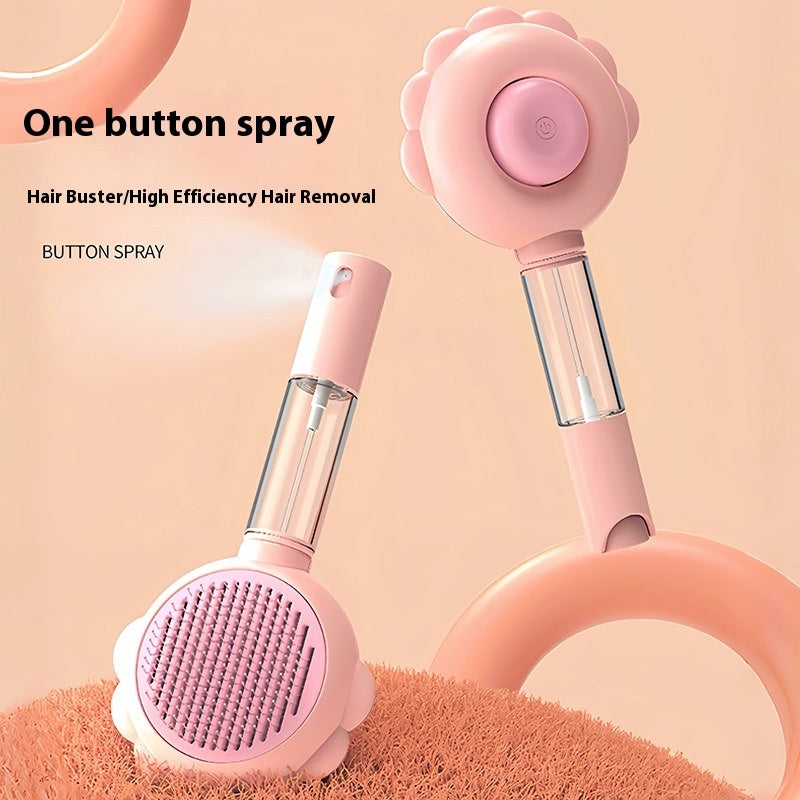 2-In-1 Self Cleaning Dog Brush Comb With Spray