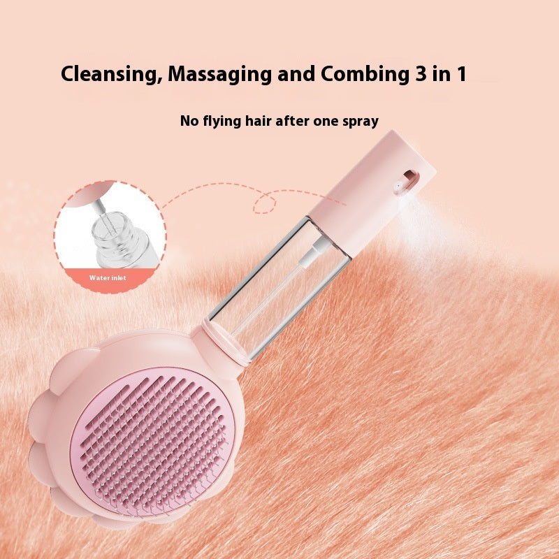 2-In-1 Self Cleaning Dog Brush Comb With Spray